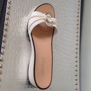 Geox slides 9.5 NEW in white leather